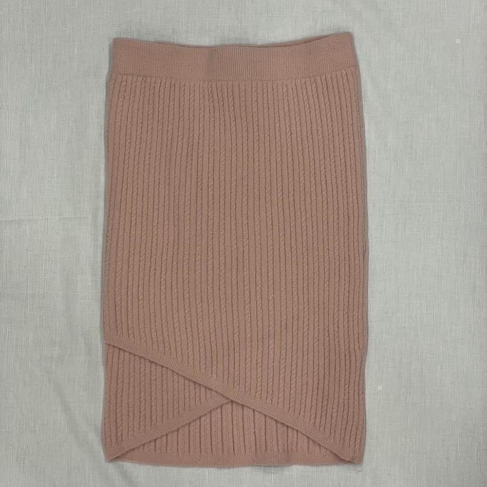 Express Super High Waisted Cable Knit Faux Wrap Mini Sweater Skirt NWT Pink SZ S - Picture 3 of 10